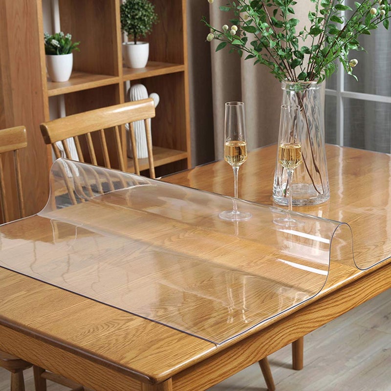 Wadrac Multisize 1.5mm Thicken Clear PVC Table Cover Protector Table Pads Glass for Dining Room Table Rectangular Vinyl Non-Slip Waterproof Desk Pad for Coffee Table Writing Desk Chair Mat, 36x54 inch - Image 2